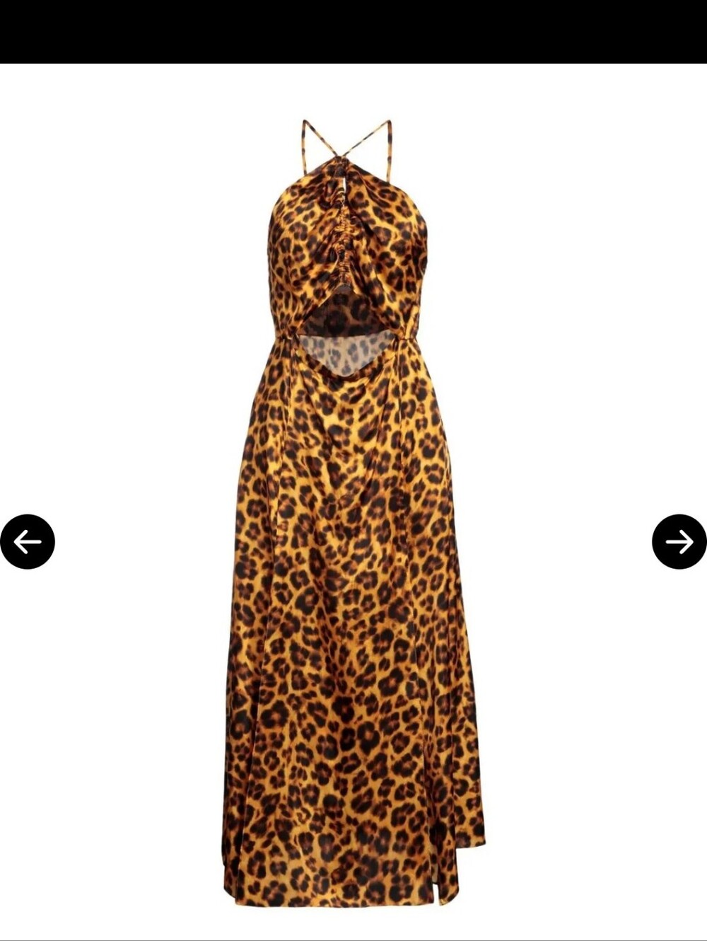 Sandro Leopard Print Cutout Midi Dress in Yellow and Black